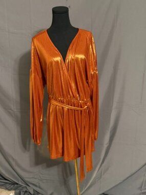 YOINS Metallic Orange Romper Size 16